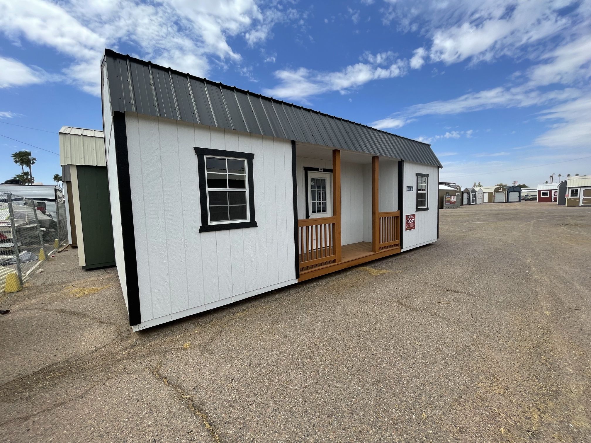 Center porch - 12x28 lofted portable building