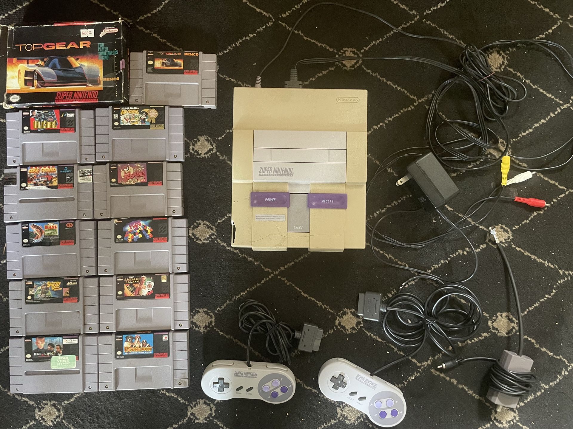 Super Nintendo with games