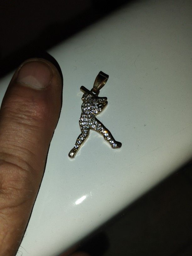 Bling Bling      Iced Baseball Pendant  14k