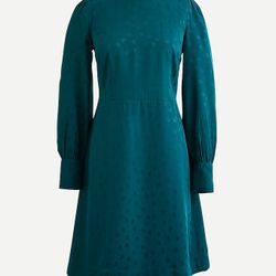 J crew Shift Dress Jacquard floral dot Green SZ 4 NWT
