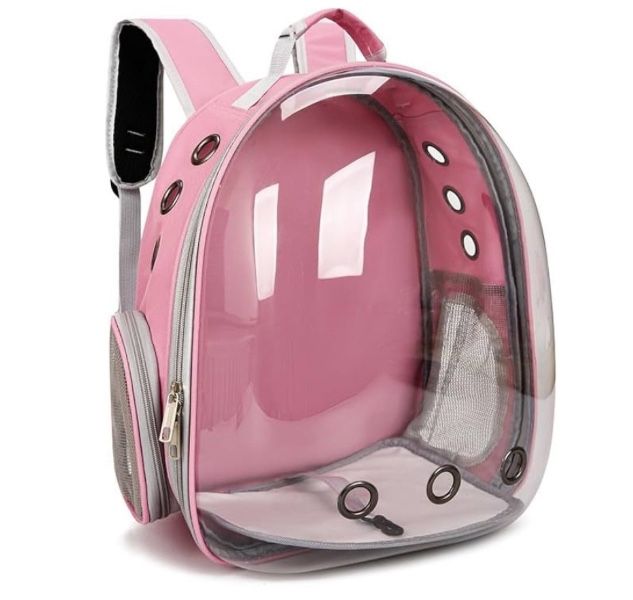Cat Carrier PINK BAG- Pet Backpack Carrier Bubble Clear Front For Cats Small Dogs Bunnies Etc Cat Carrier PINK BAG-