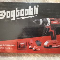 Dogtooth 21V MAX Cordless Drill Driver w/ 2 Lithium Batteries & Charger, 43pcs Drill Driver Bits 