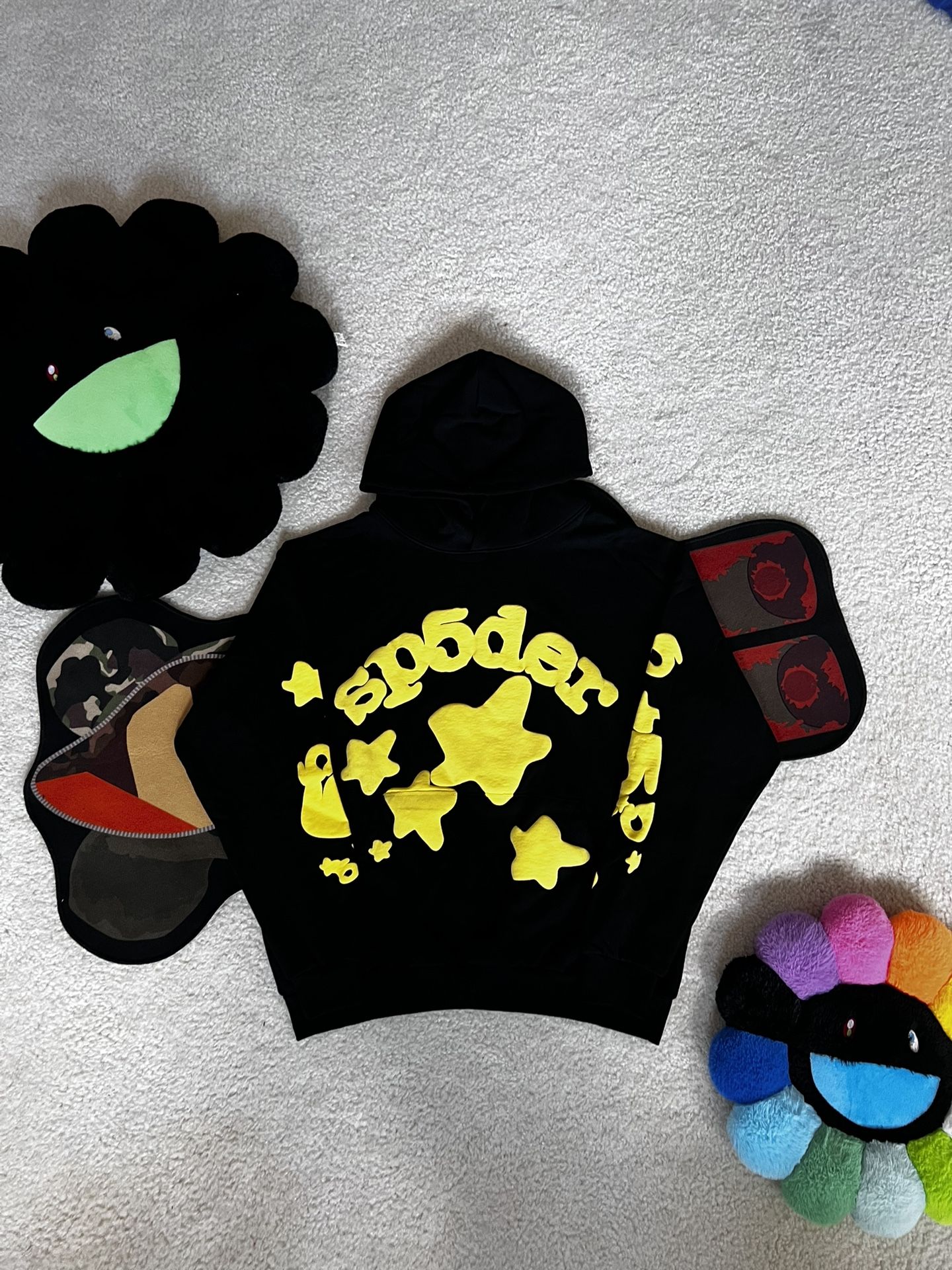 Sp5der Beluga Hoodie in Onyx/Yellow (Large)