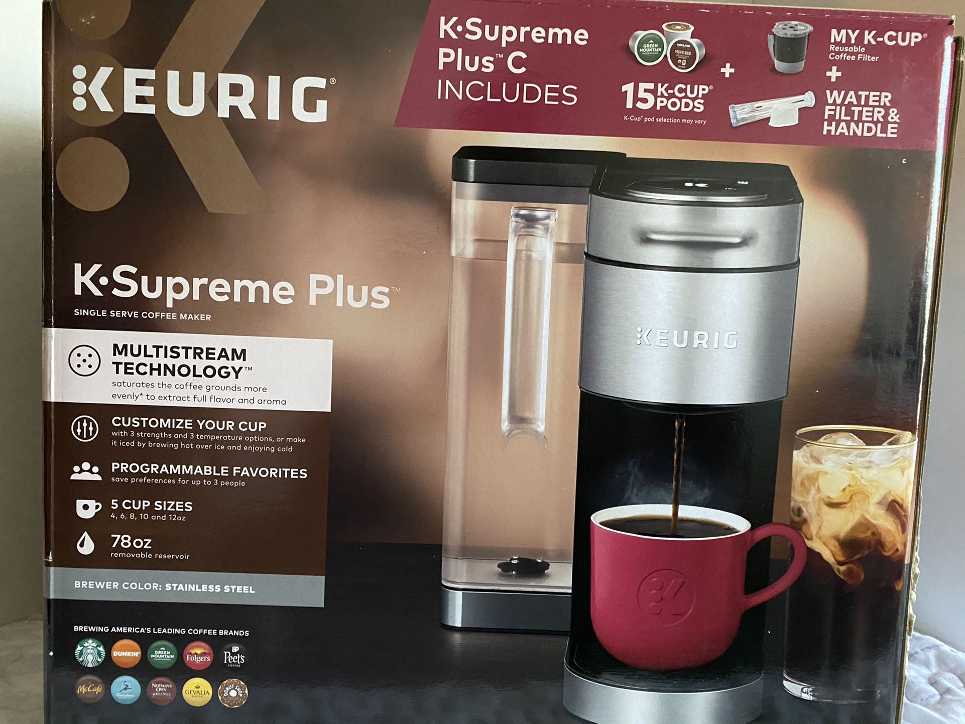 Keurig K-Supreme Plus C Single Serve Coffee Maker with 15 K-Cup Pods (New)