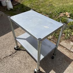 20"X30" Rolling Metal Table With Locking Wheels