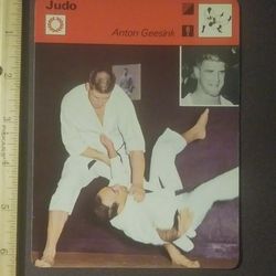1977 Sportscaster Anton Geesink Judo The End Of A Myth Sports Photo Large Over-sized Card HTF Collectible Vintage Italy
