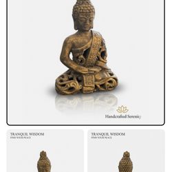 Antique Gold Meditating Buddha Statue – Decorative Home Accent
