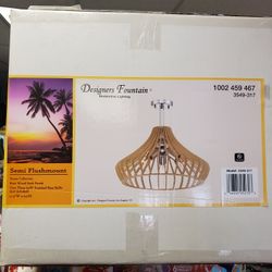 New Designers Fountain 3 60-Watt Bulb  Semi Flushmount KULA Wood Stlye Finish