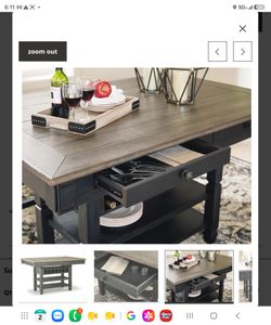 BRAND NEW TYLER CREEK COUNTER HEIGHT DINNING TABLE WITH WINE STORAGE RACKS