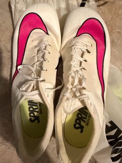 Nike White and Pink track spikes size 10