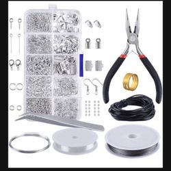 Jewelry Findings Set Jewelry Making Kit Jewelry Findings Starter Kit Jewelry Beading Making and Repair Tools Kit Pliers Silver Beads Wire Starter Tool