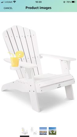 Oversized Poly Lumber Adirondack Chair with Cup Holder, Fade-Resistant Lounge Chair with 350lbs Duty Rating, All-Weather Chair for Fire Pit