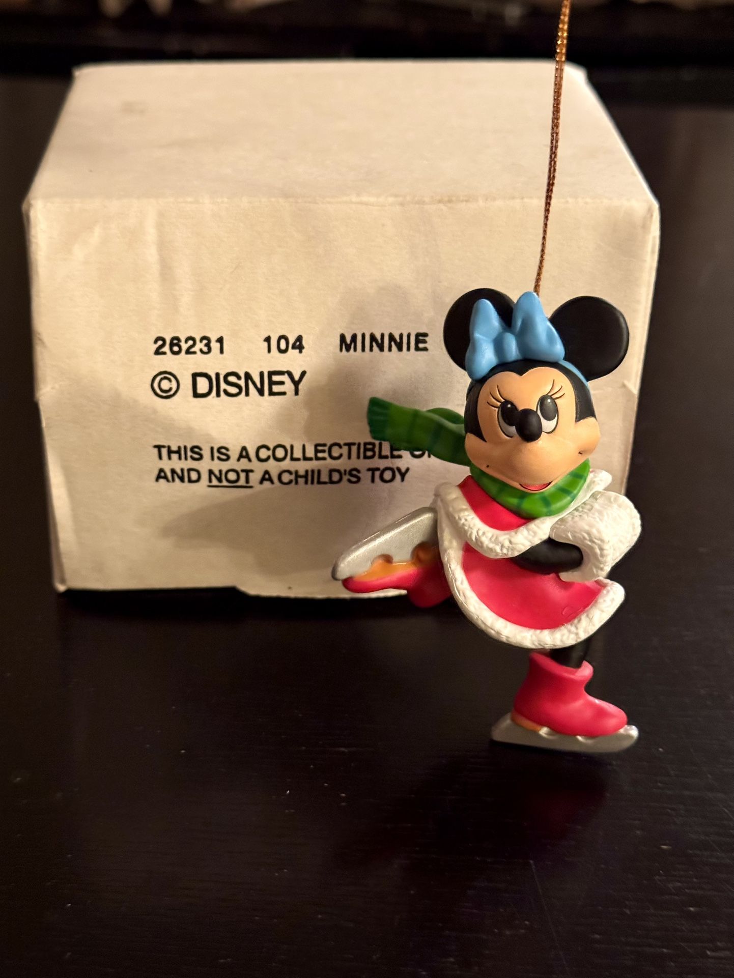 Vintage Grolier Disney Collectible Minnie Mouse Ice Skating Christmas Magic Ornament
