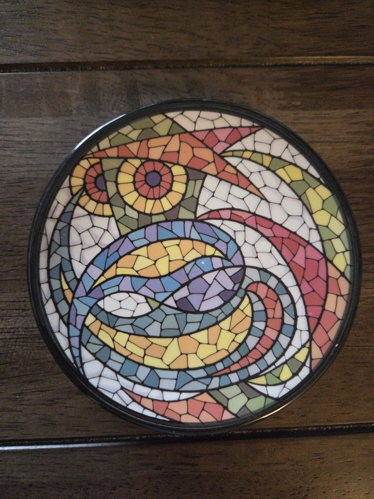 Spain Ceramic Mosaic Owl Dish