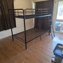 Twin Over Twin Metal Bunk Bed in Black
