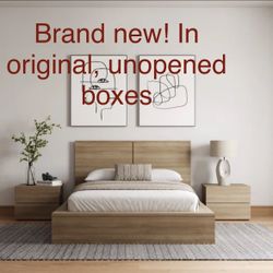 Brand New Still In Box Bed Frame And Nightstand Set 