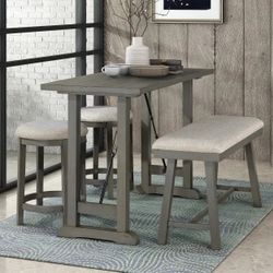 Mega Sale! Great Seller! 4 PCS Anna Collection Counter Height table set-Light grey Finish- Free Delivery 🚚 