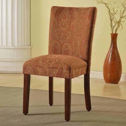 1, HomePop Parsons Red/Gold Damask Dining Chair