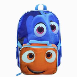 NEW Disney Movie Dory Fish Finding Nemo Kids Children Boy Girl Backpack + Attached Lunch Bag Set