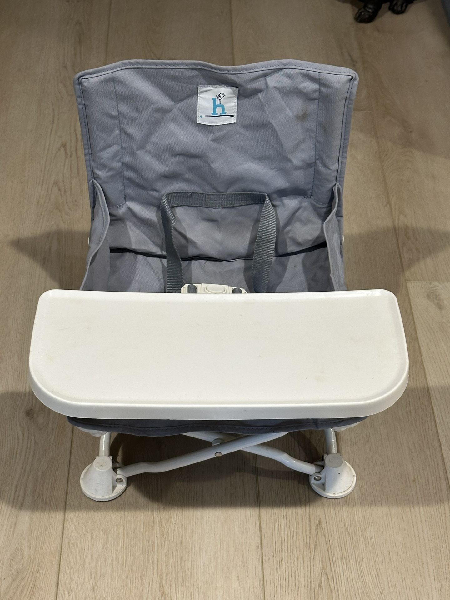 Hiccapop OmniBoost Travel Booster Seat with Tray for Baby, Dining Table, Camping, Beach, Grandma’s | Folding Portable Tip-Free Design Straps to Kitche