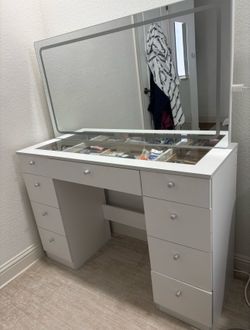 White vanity desk
