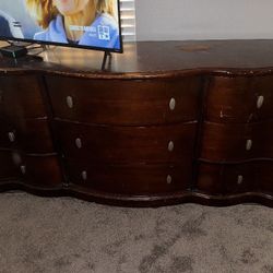 Vintage Cherry Wood Dresser - 9 Drawers