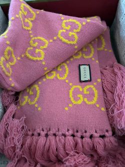 Gucci GG Knit Scarf Pink and Yellow