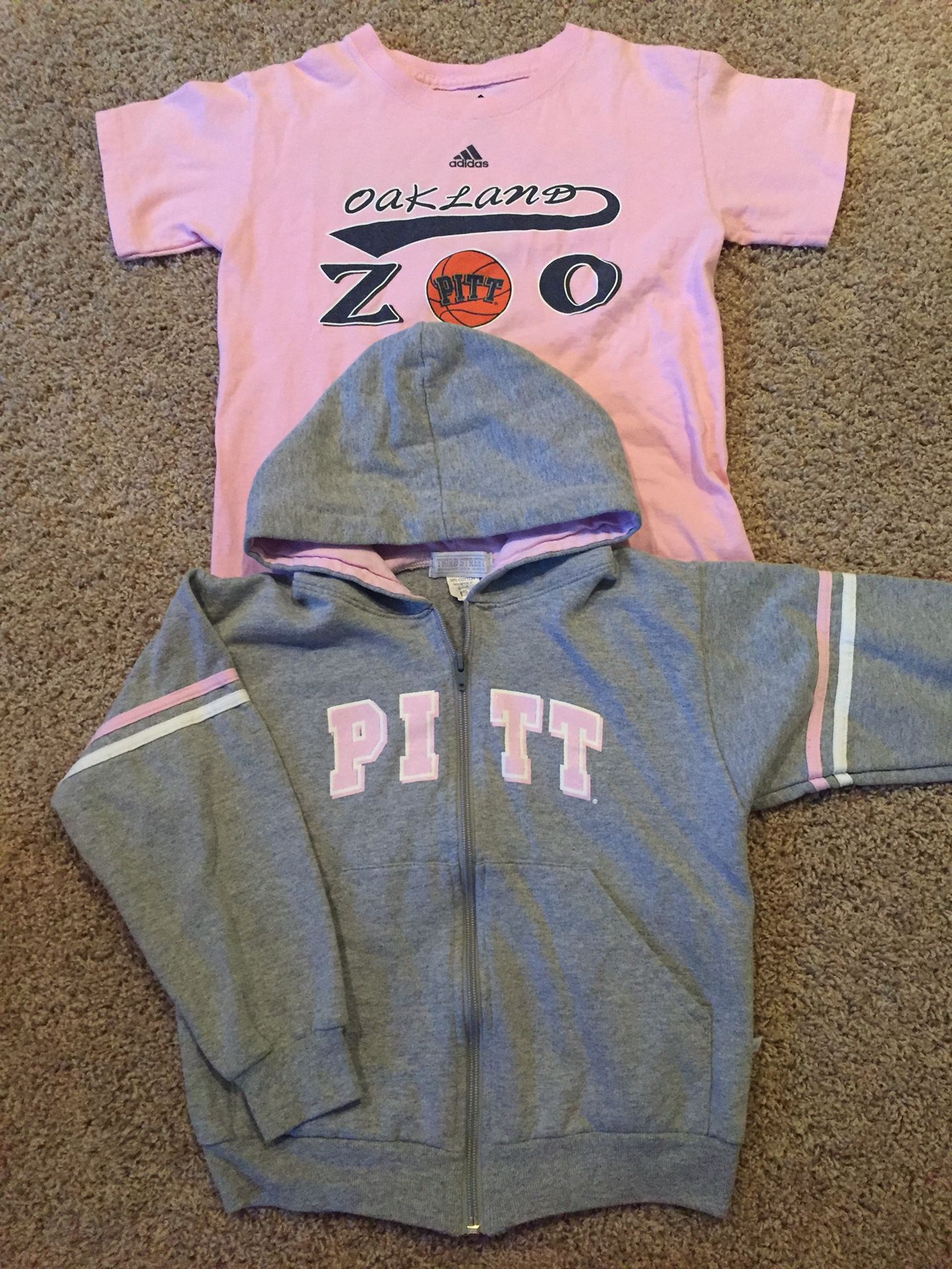 Girls Pittsburgh Oakland Zoo Pink Tee Shirt & PITT Zip Jacket