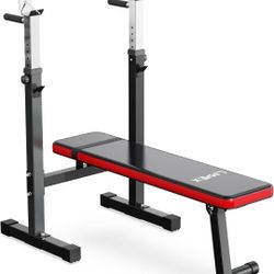 Adjustable Weight Bench Press with Squat Rack Folding Multi-Function Dip Station for Full Body Workout Home Gym Strength

