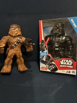 Star Wars Mega Galactic Heroes Mighties Darth Vader & Chewbacca Figures 10”