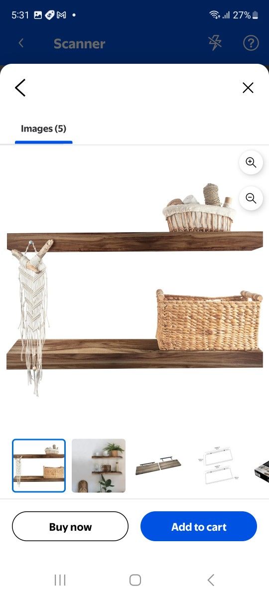 Vision Home Acacia Floating Shelves, 24" (Set of 2)