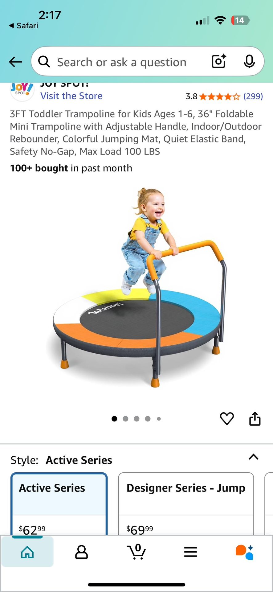 Toddler Trampoline Brand New In Box JOY SPOT 3 Ft