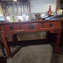 1920's Oriental Red Lacqured Table 