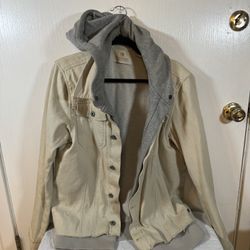 scotch & soda stressed cotton jacket with hoodie 