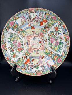 25 cm Chinese Canton Enamel (Guangcai) Porcelain Plate, Late Qing Dynasty to Republic Period