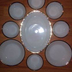 Fire King Milk Glass Swirl Set