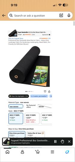 Weed Barrier Fabric 3x100ft