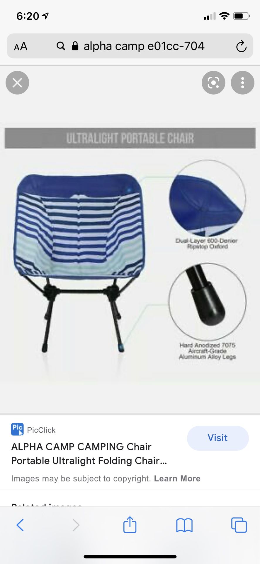 ALPHA CAMP Lightweight Camping Chair Folding Camping Backpack Chair with Carry Bag