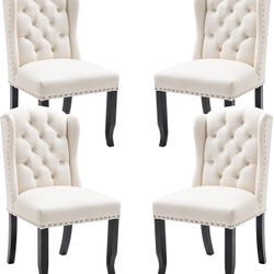 Modern Tufted Dining Chairs Set of 4, Velvet Upholstered Dining Room Chairs Armless Guest Side Chair for Kitchen Dining Room, Wingback Accent Chairs w