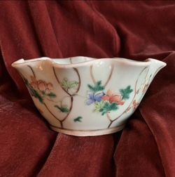RESERVEDEarly 1900s Chinese Rice Bowl, Celadon and floral Chinese Bowl