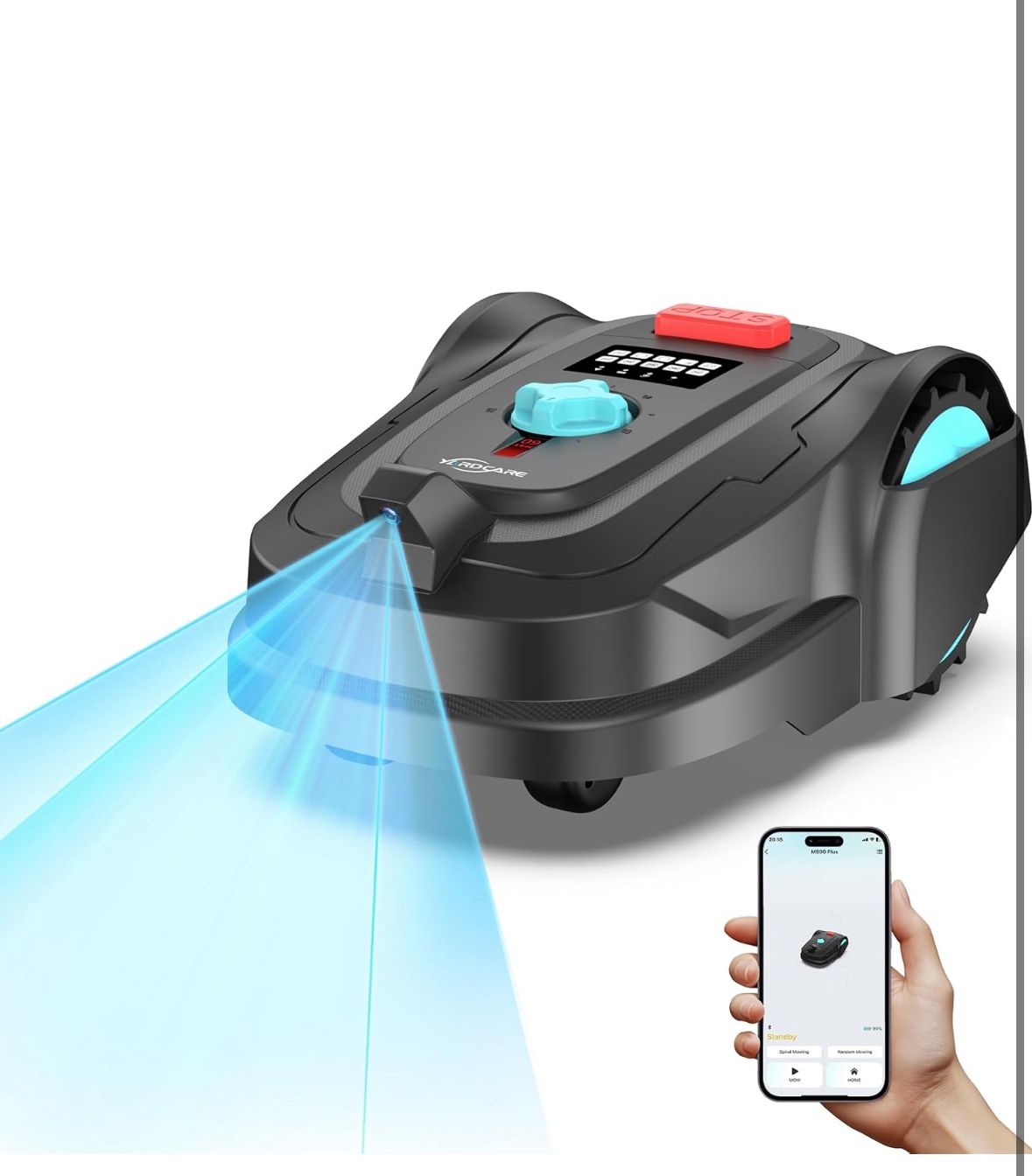 M800Plus GPS+Vision Cordless Robot Lawn Mower with Bow-Shaped Path Mowing, APP Control, Robotic Lawnmower with Obstacle Avoidance, Auto-Charging, Heig