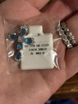 Blue CZ Diamond Cross And .925 Silver