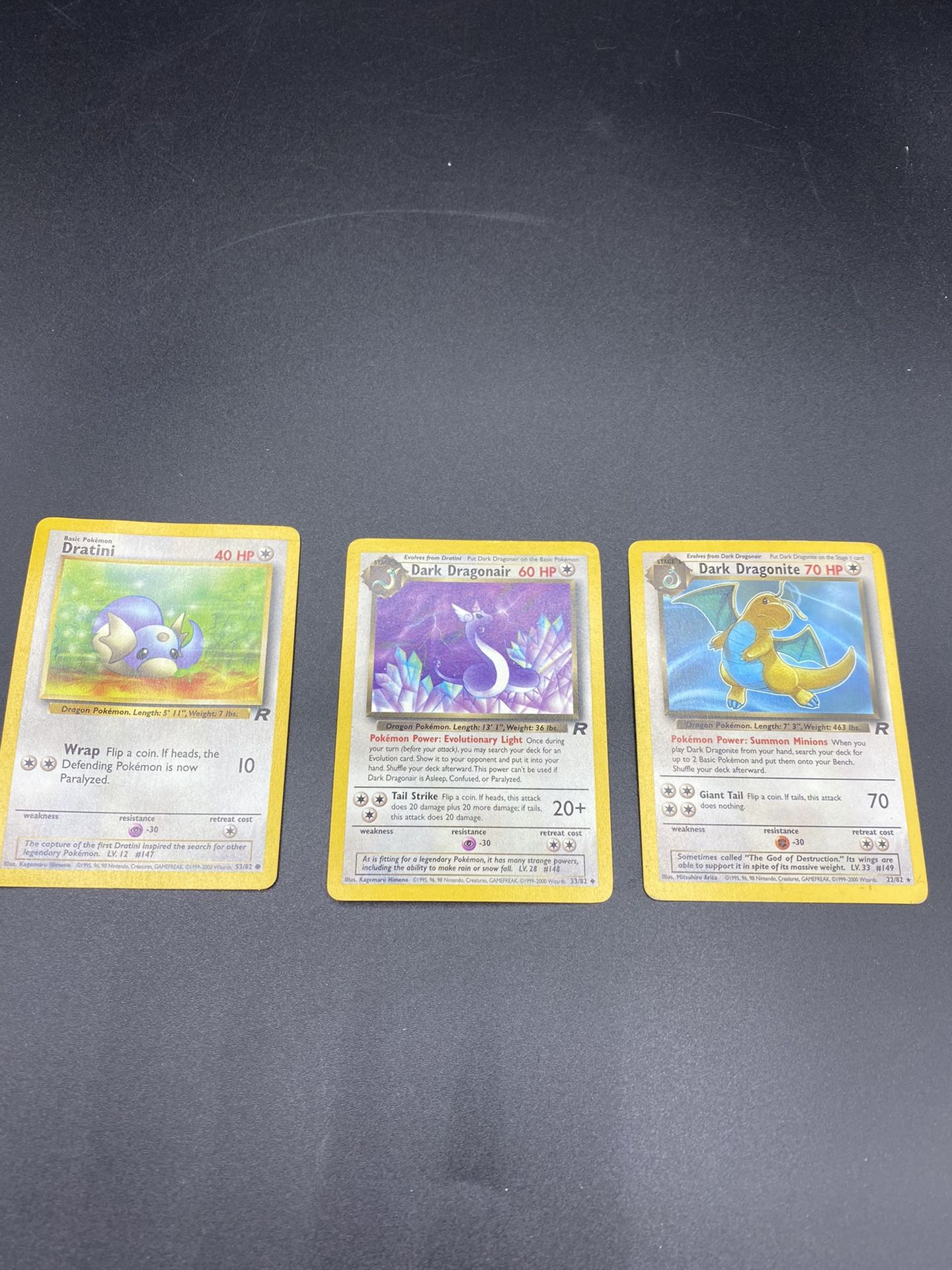 Dratini, DARK DRAGONAIR , Dark Dragonite 33/82 Team Rocket Set Pokemon Unlimited