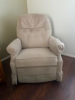 Cream Fabric Tufted Recliner Chair