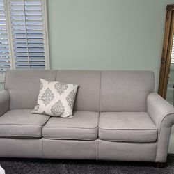 Comfy Light Gray Sofa Set - 3 Seater, Loveseat, Ottoman