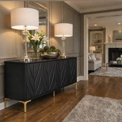 Firm Price ✅Assembly Required ✅ 60” Modern black Sideboard / Buffet Cabinet – BRAND NEW IN BOX ✨