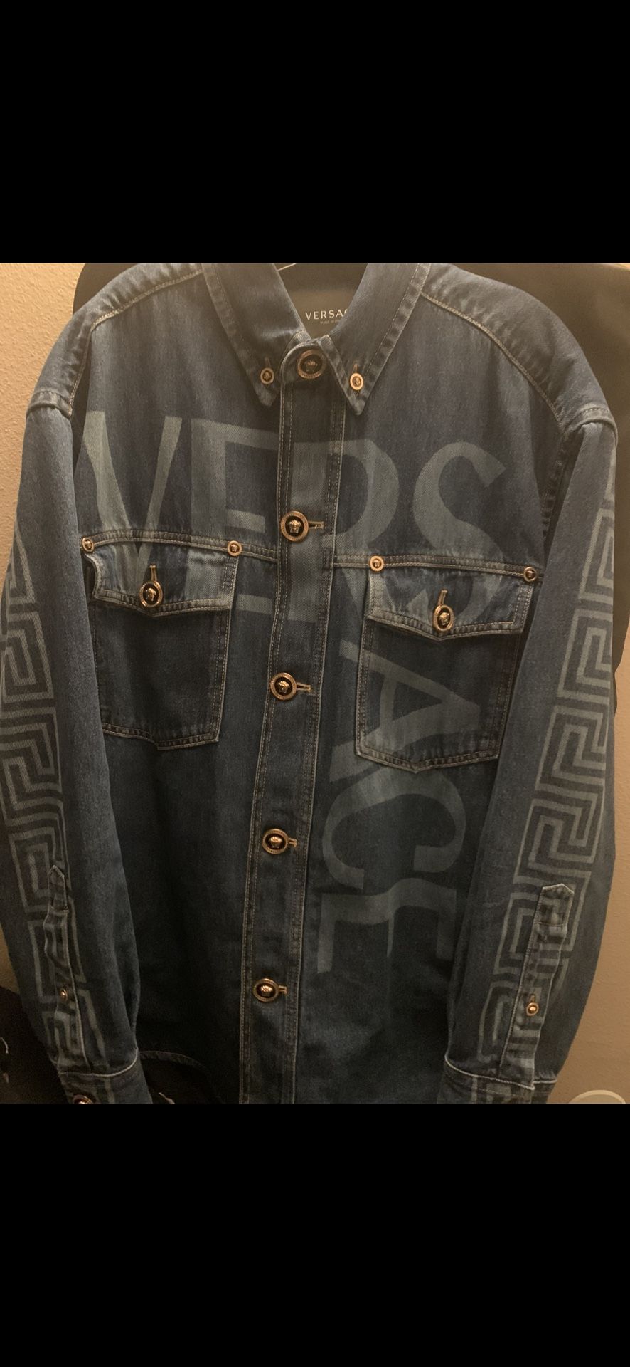 New Versace Denim Icon Jacket XXL  With Greek Key And Versace Logo $2,650