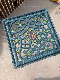 Hand painted metal accent table