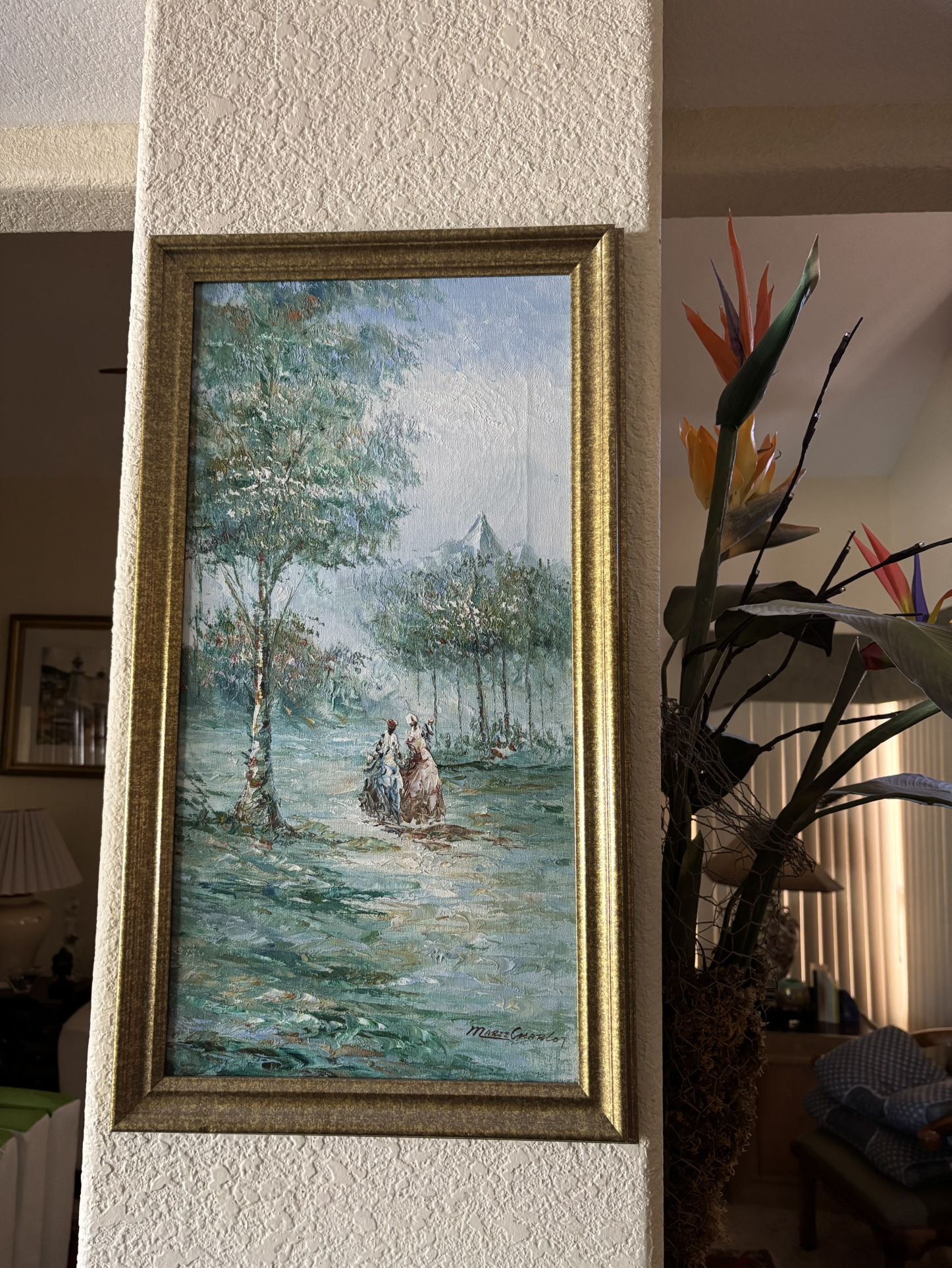 For Sale: Framed Vintage Oil Painting by Marie Charlot – 14.5” x 26.5”
