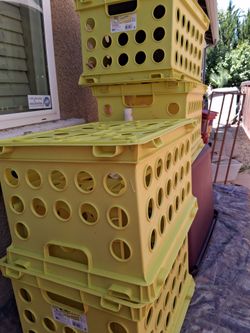 Yellow plastic file crates.  (5)$10 FOR ALL